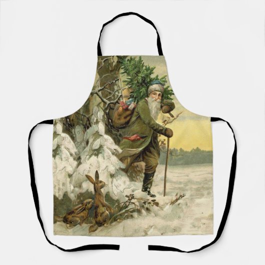 ヴィンテージサンタビクトリアンクリスマス エプロン (正面)