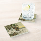 ヴィンテージサンタビクトリアンクリスマス ガラスコースター (アングル)