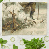 ヴィンテージサンタビクトリアンクリスマス キッチンタオル (折り畳み)