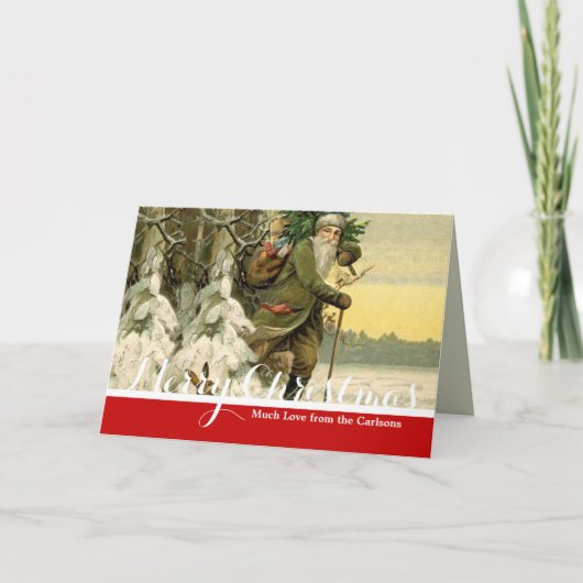 ヴィンテージサンタビクトリアンクリスマス サンキューカード (正面)