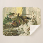 ヴィンテージサンタビクトリアンクリスマス シェルパブランケット (正面(横))