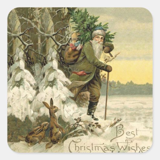 ヴィンテージサンタビクトリアンクリスマス スクエアシール (正面)