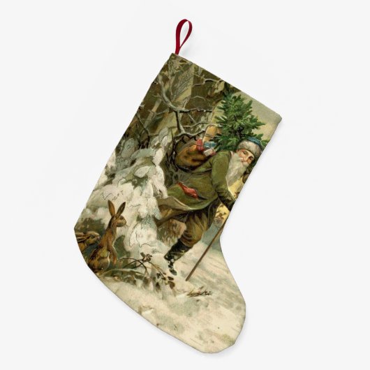 ヴィンテージサンタビクトリアンクリスマス スモールクリスマスストッキング (正面 (吊り時))
