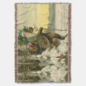 ヴィンテージサンタビクトリアンクリスマス スローブランケット (正面縦)