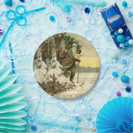 ヴィンテージサンタビクトリアンクリスマス ペーパープレート (パーティー)