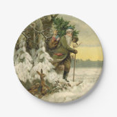 ヴィンテージサンタビクトリアンクリスマス ペーパープレート (正面)