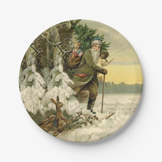 ヴィンテージサンタビクトリアンクリスマス ペーパープレート (正面)