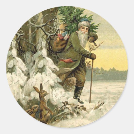 ヴィンテージサンタビクトリアンクリスマス ラウンドシール (正面)