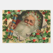 ヴィンテージサンタビクトリアンクリスマス ラッピングペーパーシート (正面2)