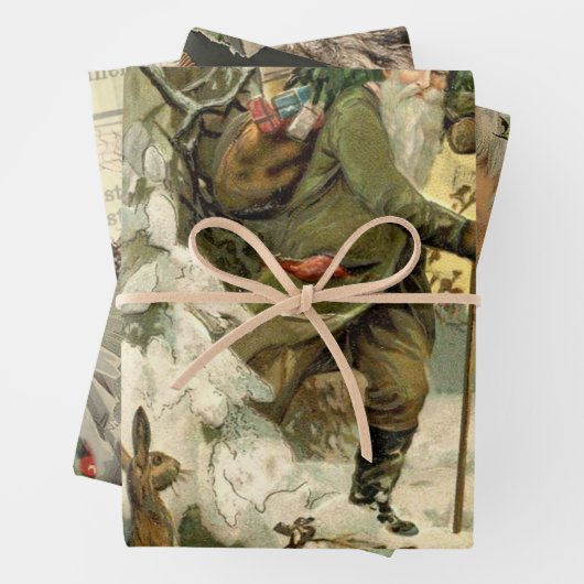 ヴィンテージサンタビクトリアンクリスマス ラッピングペーパーシート (インサイチュ)