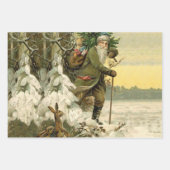 ヴィンテージサンタビクトリアンクリスマス ラッピングペーパーシート (正面)