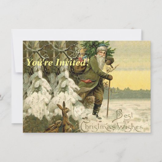 ヴィンテージサンタビクトリアンクリスマス 招待状 (正面)