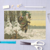 ヴィンテージサンタビクトリアンクリスマス 薄葉紙 (クラフト)