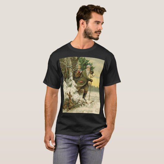 ヴィンテージサンタビクトリアンクリスマス Tシャツ (正面フル)