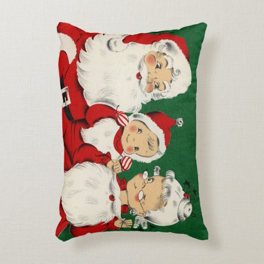 ヴィンテージサンタファミリークリスマスアクセントピロー アクセントクッション (正面(垂直))