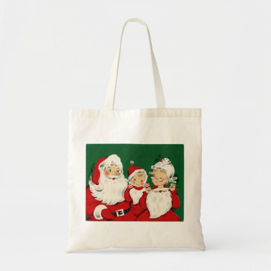 ヴィンテージサンタファミリークリスマスバジェットトートバッグ トートバッグ (正面)
