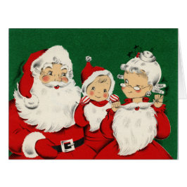 ヴィンテージサンタファミリークリスマスビッググリーティングカード