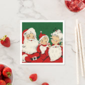 ヴィンテージサンタファミリークリスマス スタンダードカクテルナプキン (インサイチュ)