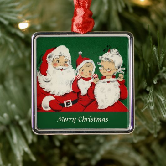 ヴィンテージサンタファミリークリスマス メタルオーナメント (ツリー)