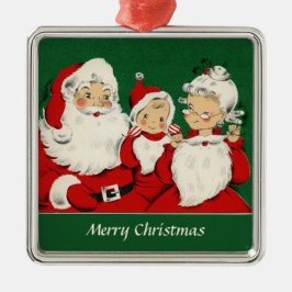 ヴィンテージサンタファミリークリスマス メタルオーナメント