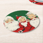 ヴィンテージサンタファミリークリスマス ラウンドペーパーコースター (アングル)