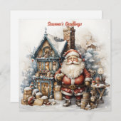 ヴィンテージサンタホリデーカード シーズンカード (正面/裏面)