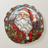 ヴィンテージサンタポインセティアステンドグラス ラウンドクッション (裏面)