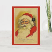 ヴィンテージサンタポートレートホリデーグリーティングカード シーズンカード (正面)