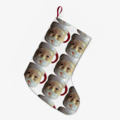 ヴィンテージサンタマグクリスマスストッキング(目を開く) スモールクリスマスストッキング (正面 (吊り時))