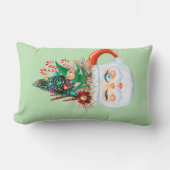ヴィンテージサンタマググリーン（長）装飾用クッション ランバークッション (正面)