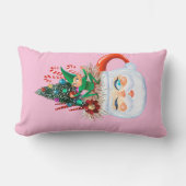 ヴィンテージサンタマグピンク（長）装飾用クッション ランバークッション (正面)