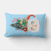 ヴィンテージサンタマグブルー（長）装飾用クッション ランバークッション (正面)