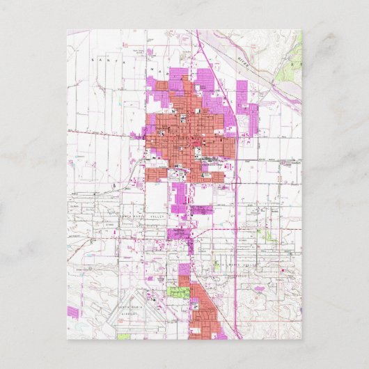 ヴィンテージサンタマリアカリフォルニアの地図（1959年） ポストカード (正面)