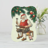 ヴィンテージサンタメイキングトイズクリストマスフラットカード 案内状 (スタンド正面)