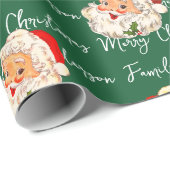 ヴィンテージサンタメリークリスマスの名前クリスマス ラッピングペーパー (ロールコーナー)