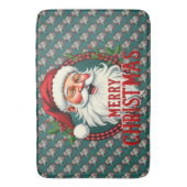 ヴィンテージサンタメリークリスマスイラストレーションパターン バスマット (正面縦)