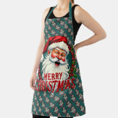 ヴィンテージサンタメリークリスマスイラストレーションパッテン エプロン (インサイチュ)