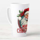 ヴィンテージサンタメリークリスマスイラストレーションパッテン カフェラテマグ (左アングル)