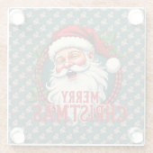 ヴィンテージサンタメリークリスマスイラストレーションパッテン ガラスコースター (裏面)