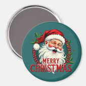 ヴィンテージサンタメリークリスマスイラストレーション マグネット (正面/裏面)