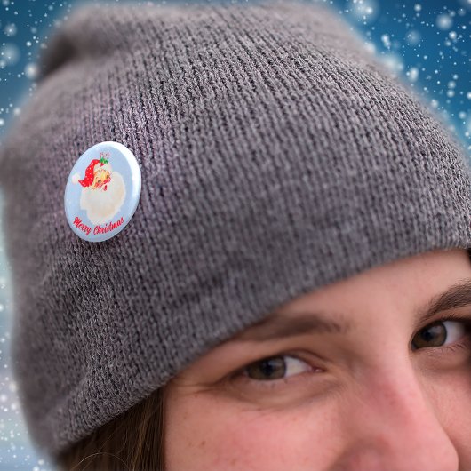 ヴィンテージサンタメリークリスマスキャンディーケーン 缶バッジ