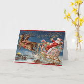 ヴィンテージサンタメリークリスマスグリーティングカード カード (黄色い花)