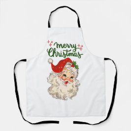 ヴィンテージサンタメリークリスマスレッドスターズホリデー エプロン