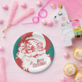ヴィンテージサンタメリークリスマス紙プレート ペーパープレート (パーティー)