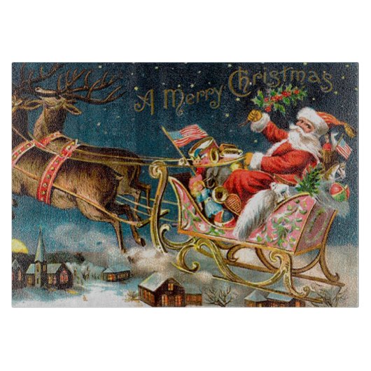 ヴィンテージサンタメリークリスマス カッティングボード (正面)