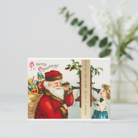 ヴィンテージサンタメリークリスマス ポストカード (スタンド正面)