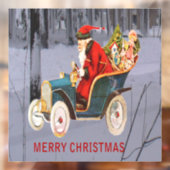 ヴィンテージサンタモダンドライビングスノーシーン8x8ビニール ウィンドウサイン (シート2)