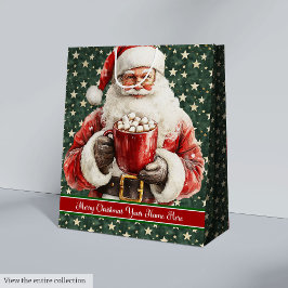 ヴィンテージサンタモノグラムホリデー抱き枕クリスマス ミディアムペーパーバッグ