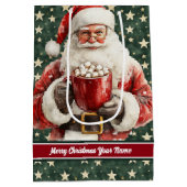 ヴィンテージサンタモノグラムホリデー抱き枕クリスマス ミディアムペーパーバッグ (裏面)