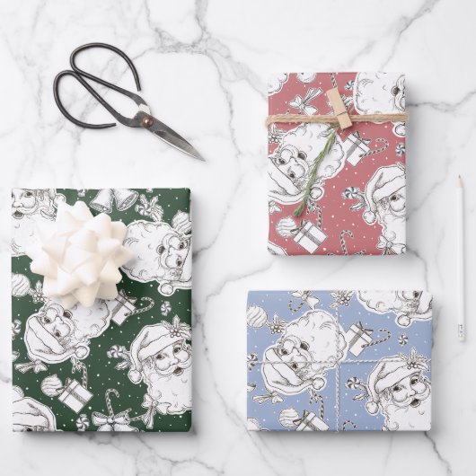 ヴィンテージサンタラッピング紙 ラッピングペーパーシート (正面)